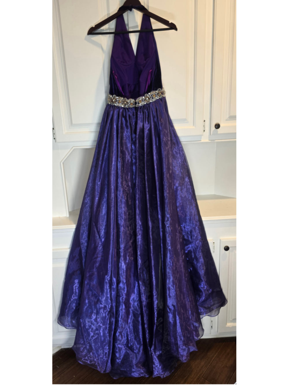 Mac Duggal Purple Velvet Halter Romper Gown Overskirt Pageant OOC Fun Fashion - Picture 6 of 15